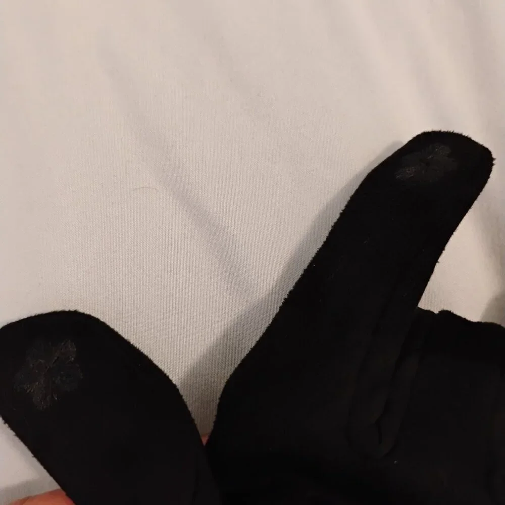Top It Off Black soft touch screen fingertip women's gloves whimsigoth pom pom